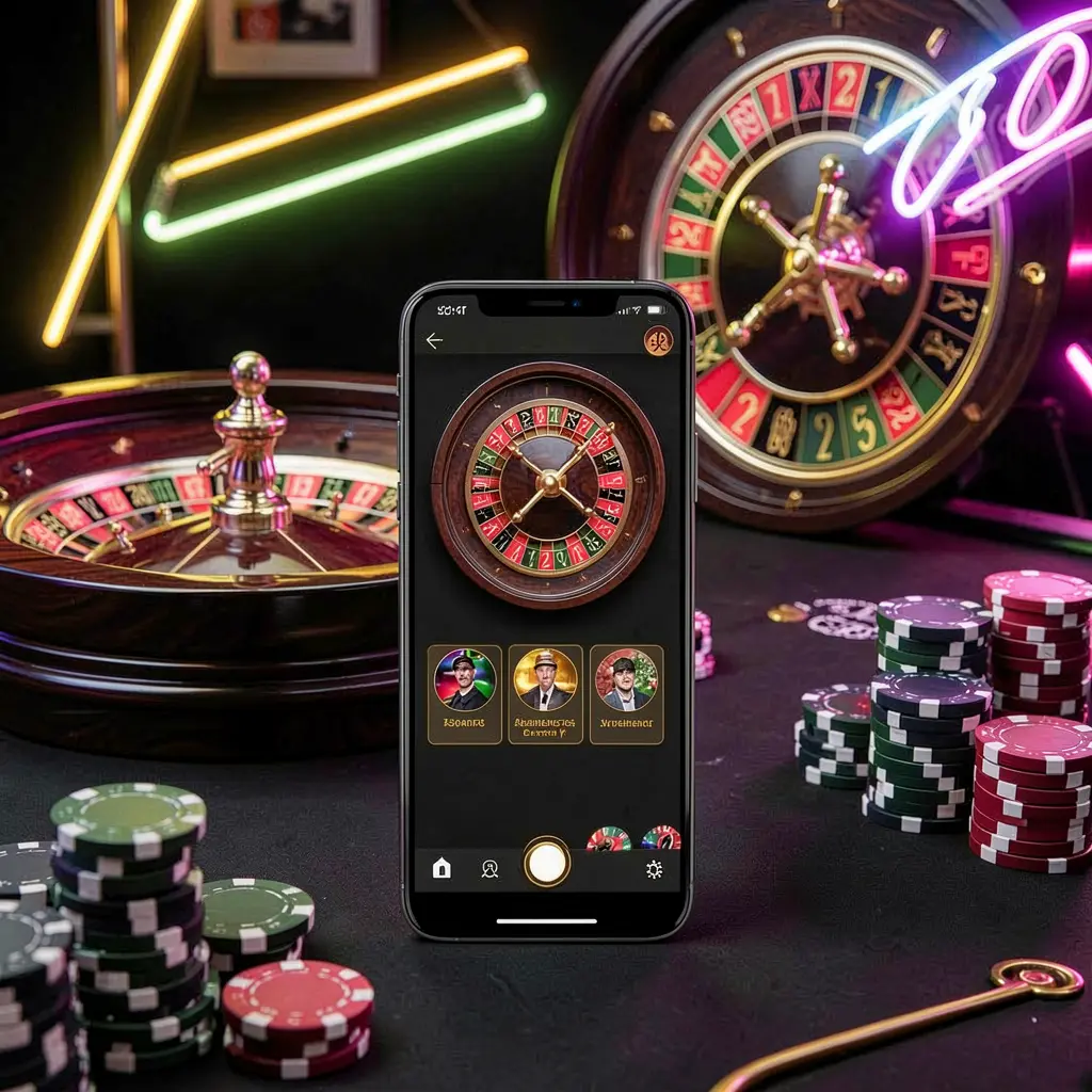 PH787 mobile casino application scene featuring a phone in the center with a roulette wheel and poker chips in the background, illuminated by glowing neon lights in a premium black and gold style PH787 mobile casino application scene featuring a phone in the center with a roulette wheel and poker chips in the background, illuminated by glowing neon lights in a premium black and gold style