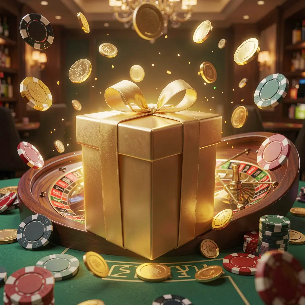 PH787 welcome bonus visual featuring a glowing gift box, roulette wheel, poker chips, and flying coins in a festive casino atmosphere with cinematic lighting and high detail PH787 welcome bonus visual featuring a glowing gift box, roulette wheel, poker chips, and flying coins in a festive casino atmosphere with cinematic lighting and high detail